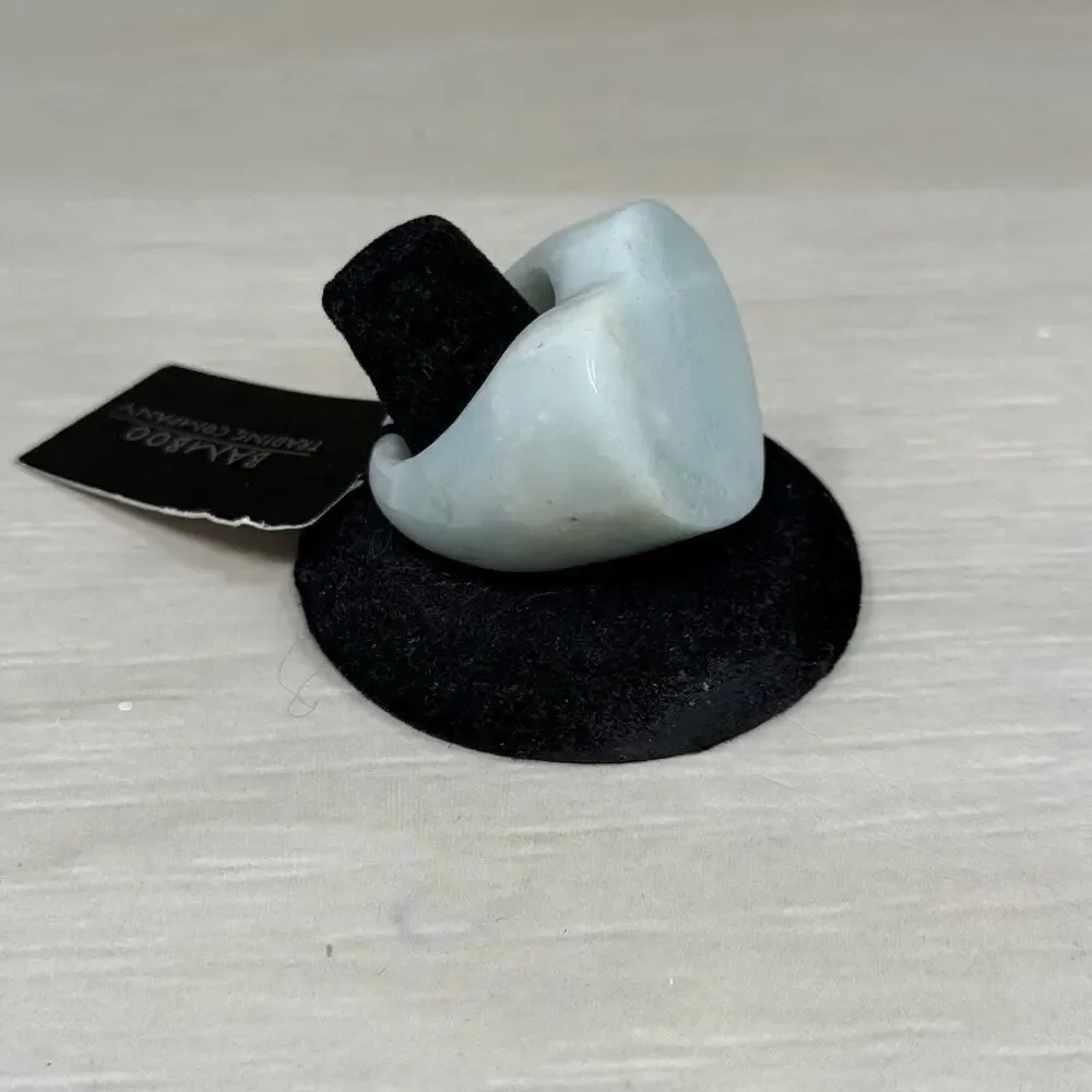 Chunky One Piece Green Amazonite Crystal Heart Polished Stone Ring Size 10.5
